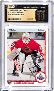 1995-96 Upper Deck Ed Belfour Rookie RC 5th Anniversary #216 CCG 10 Pristine Blackhawks