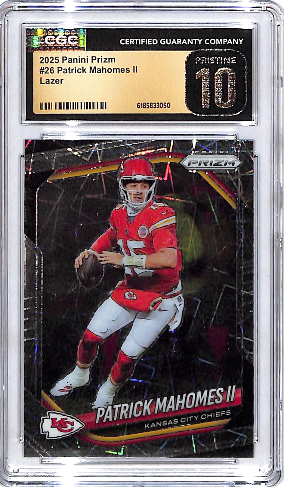 2025 Prizm Patrick Mahomes Lazer #26 CGC 10 Pristine Chiefs