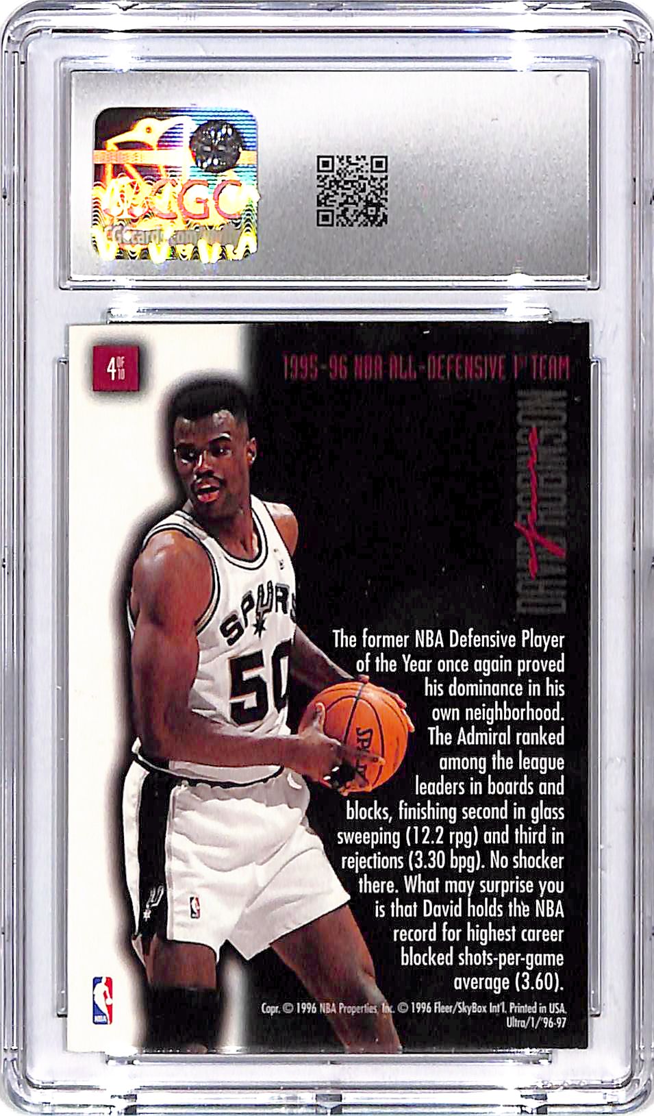 1996-97 Fleer Ultra David Robinson Full Court Trap CGC 8 Spurs