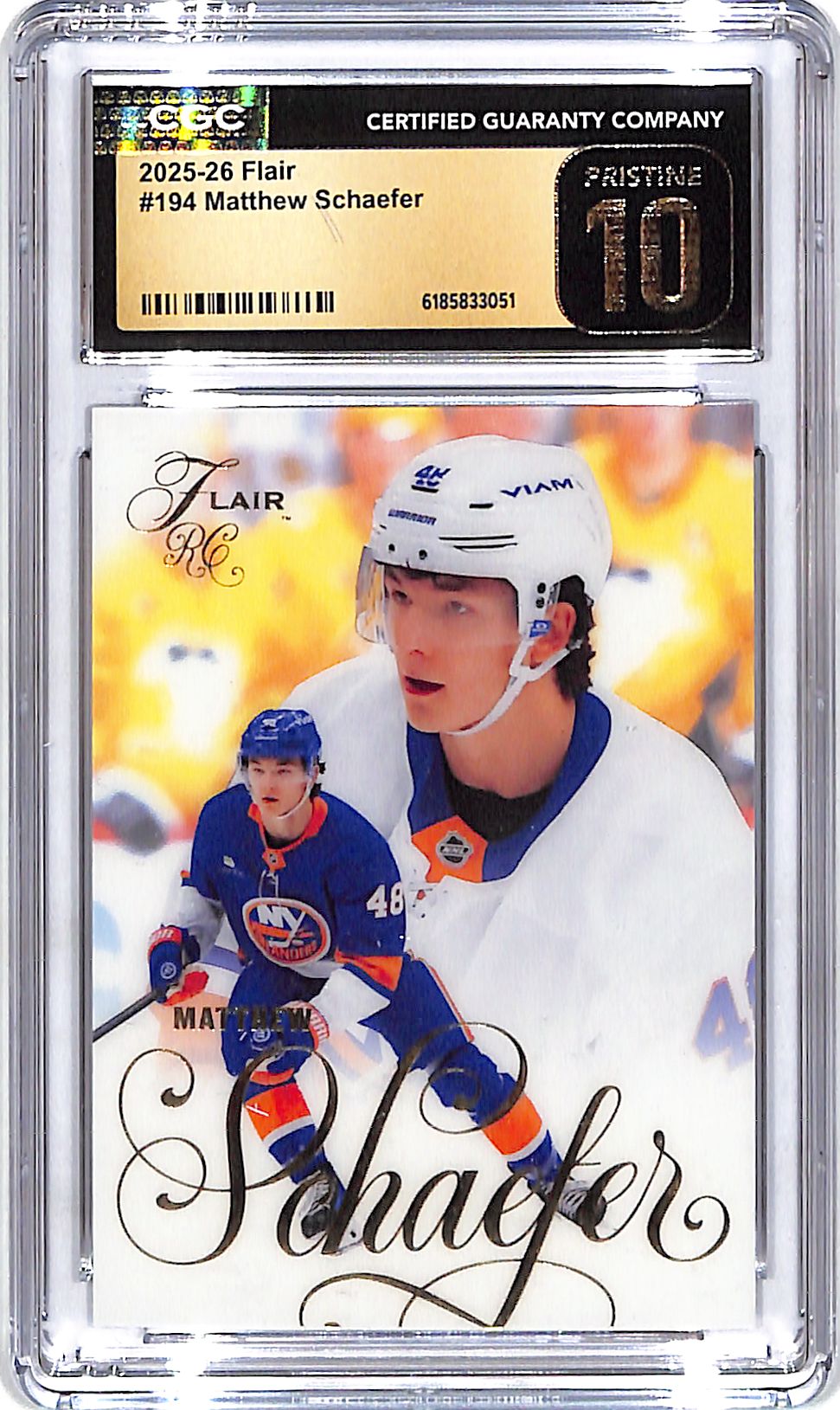 2025-26 Flair Matthew Schaefer Rookie RC #194 CGC 10 Pristine Islanders