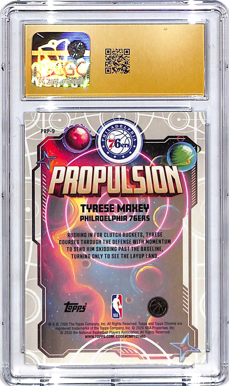 2025-26 Topps Chrome Cosmic Tyrese Maxey Propulsion CGC 10 Pristine 76ers