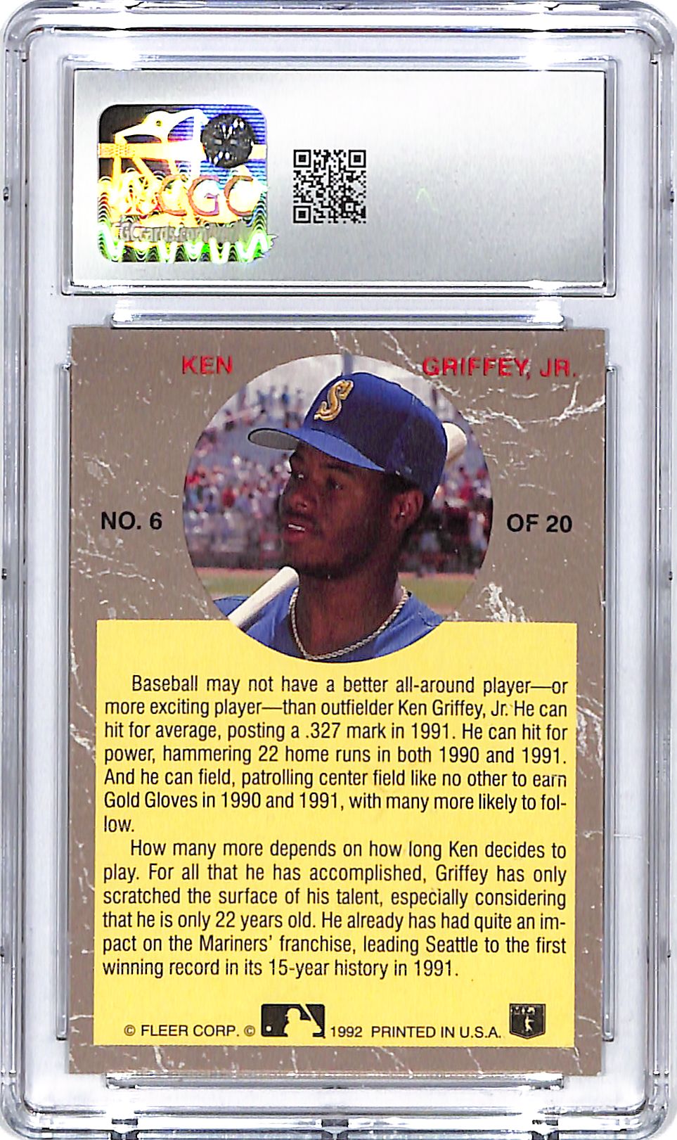 1992 Fleer Ultra Ken Griffey Jr All Stars #6 CGC 9 Mariners