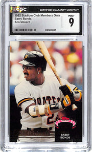 1992 Stadium Club Barry Bonds Members Only Scoreboard CGC 9 Pirates