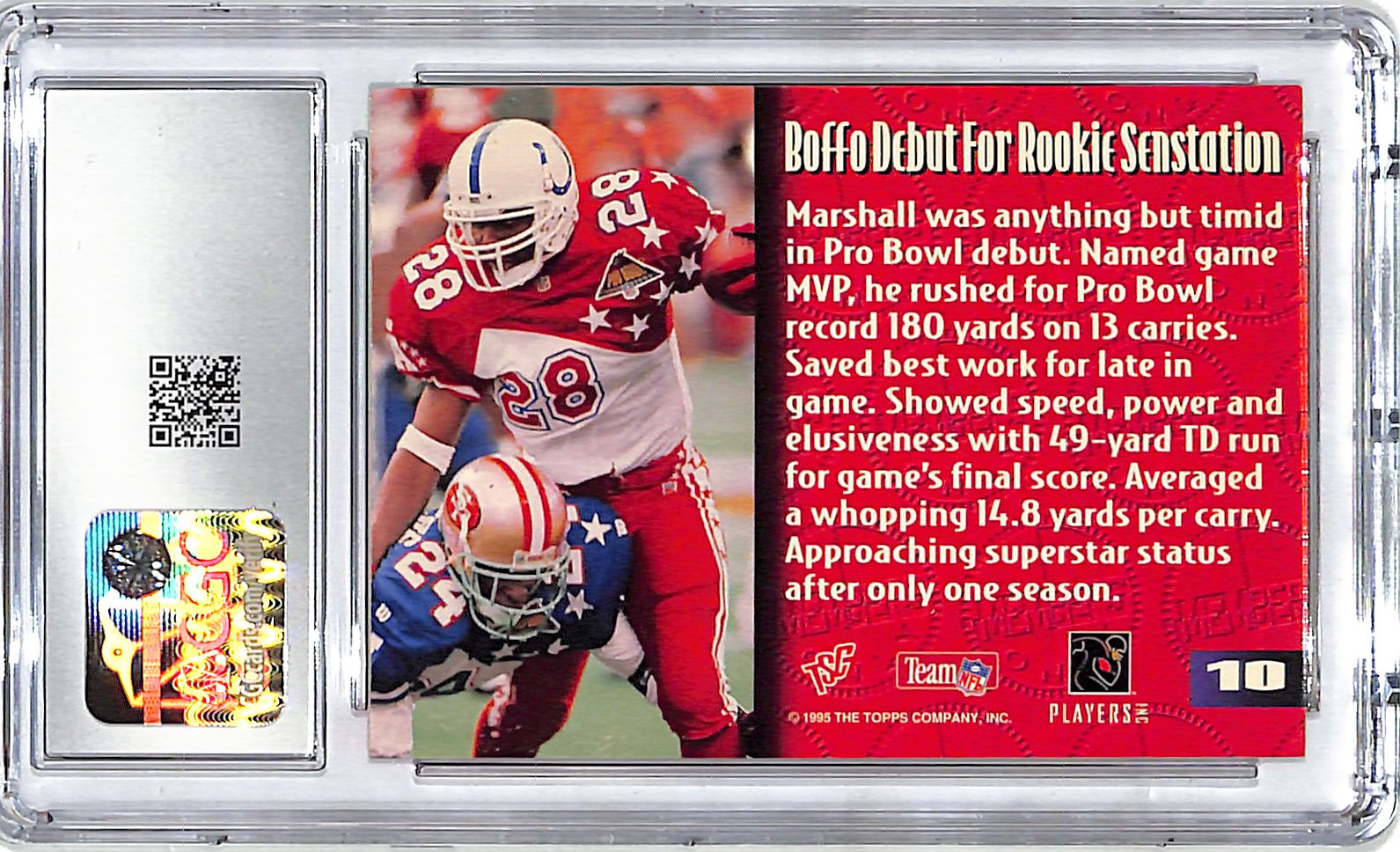 1995 Stadium Club Marshall Faulk Members Only #10 CGC 9 Colts