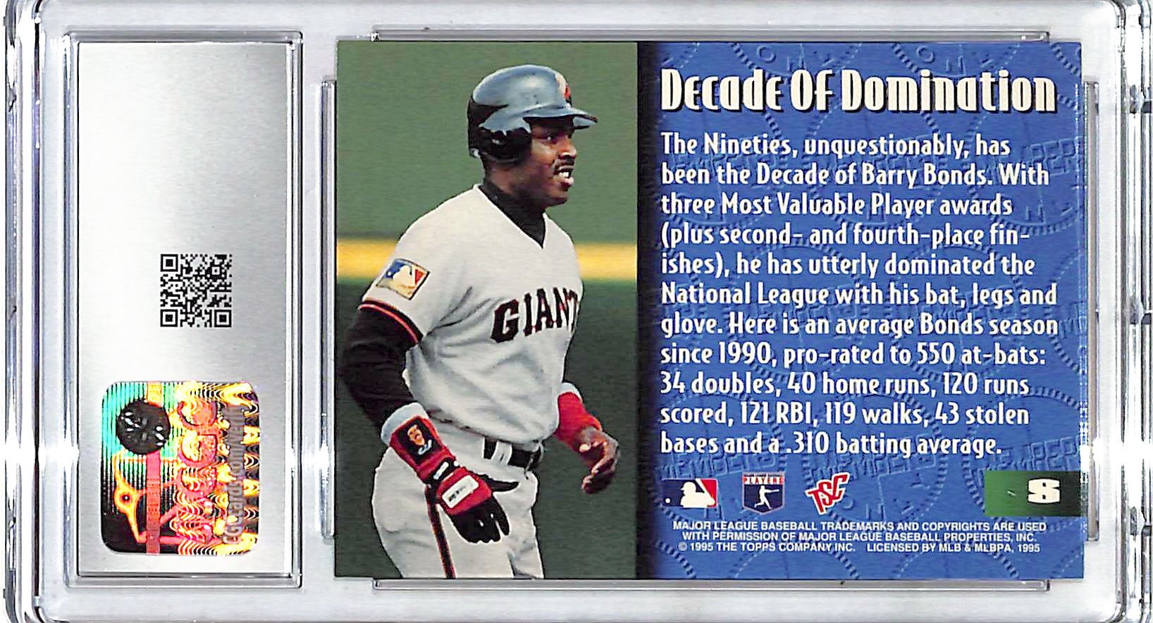 1995 Stadium Club Barry Bonds Members Only 50 #8 CGC 9 Giants