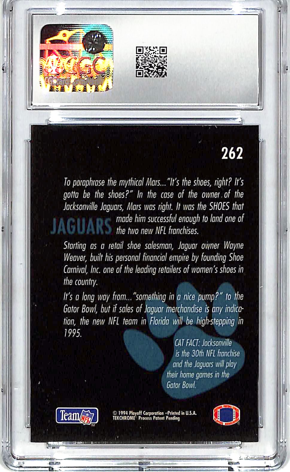 1994 Playoff Jacksonville Jaguars Team Logo #262 CGC 9