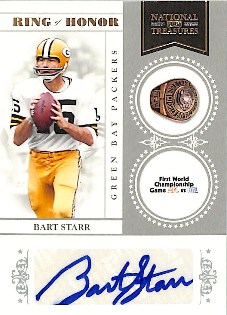 2011 National Treasures Bart Starr Auto Autograph Ring of Honor /50 Packers