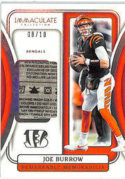 2024 Immaculate Collection Joe Burrow Laundry Tag Patch /10 Bengals