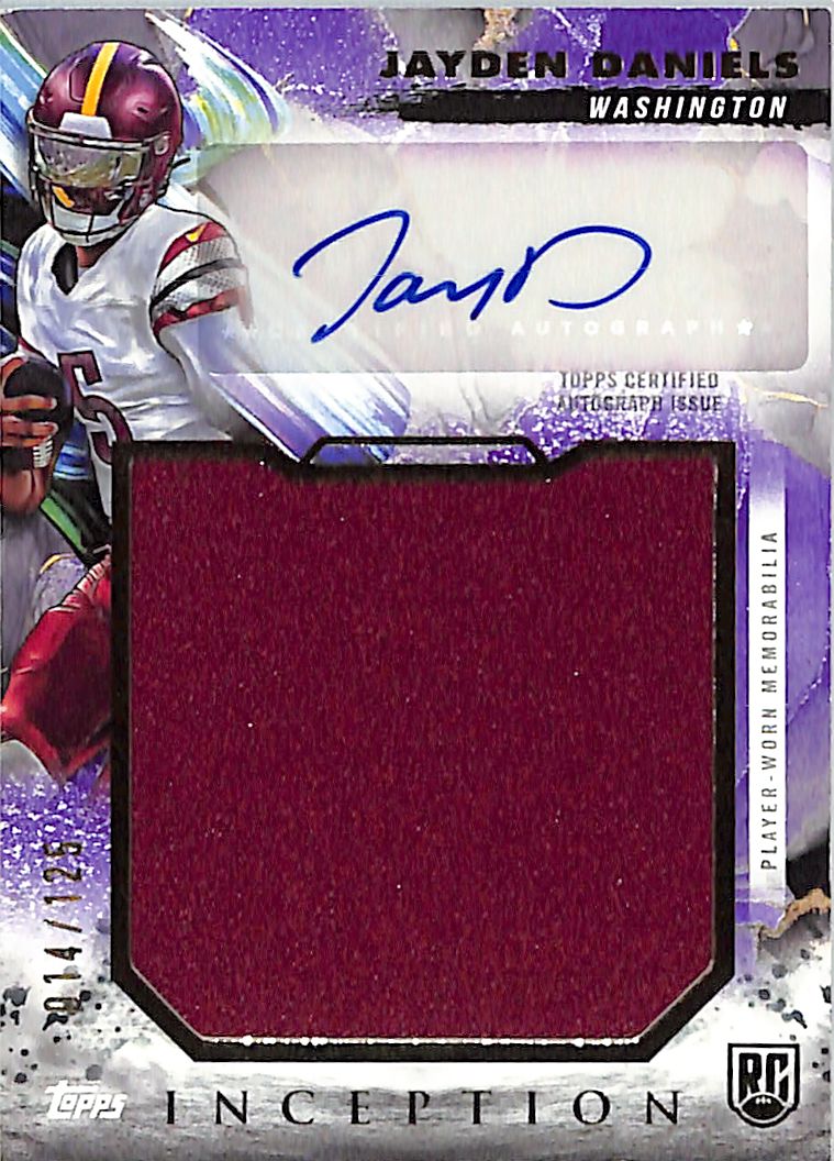 2024 Topps Inception Jayden Daniels Auto Autograph Rookie RC Patch Jersey Purple /125 Commanders