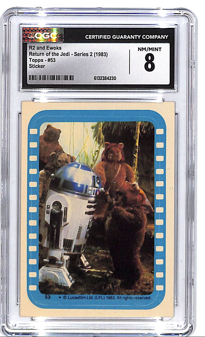 1983 Topps Star Wars Return of the Jedi Series 2 R2 and Ewoks Sticker #53 CGC 8