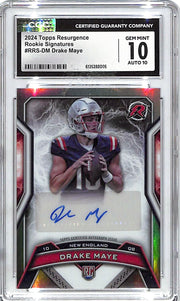 2024 Topps Resurgence Drake Maye Rookie Auto Autograph RC CGC 10 Patriots