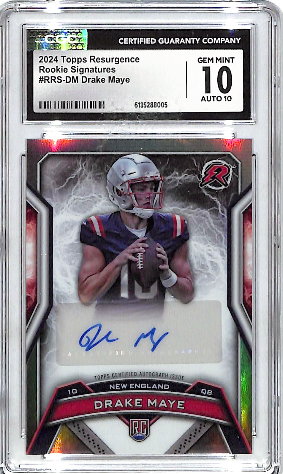 2024 Topps Resurgence Drake Maye Rookie Auto Autograph RC CGC 10 Patriots