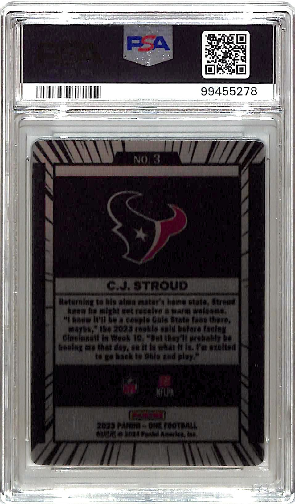 2023 Panini One CJ Stroud Manga Rookie RC #3 PSA 8 Texans