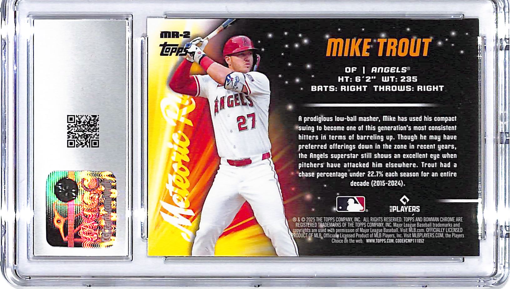 2025 Bowman Chrome Mikę Trout Meteoric Rise Mega Box Refractor Mojo CGC 9.5