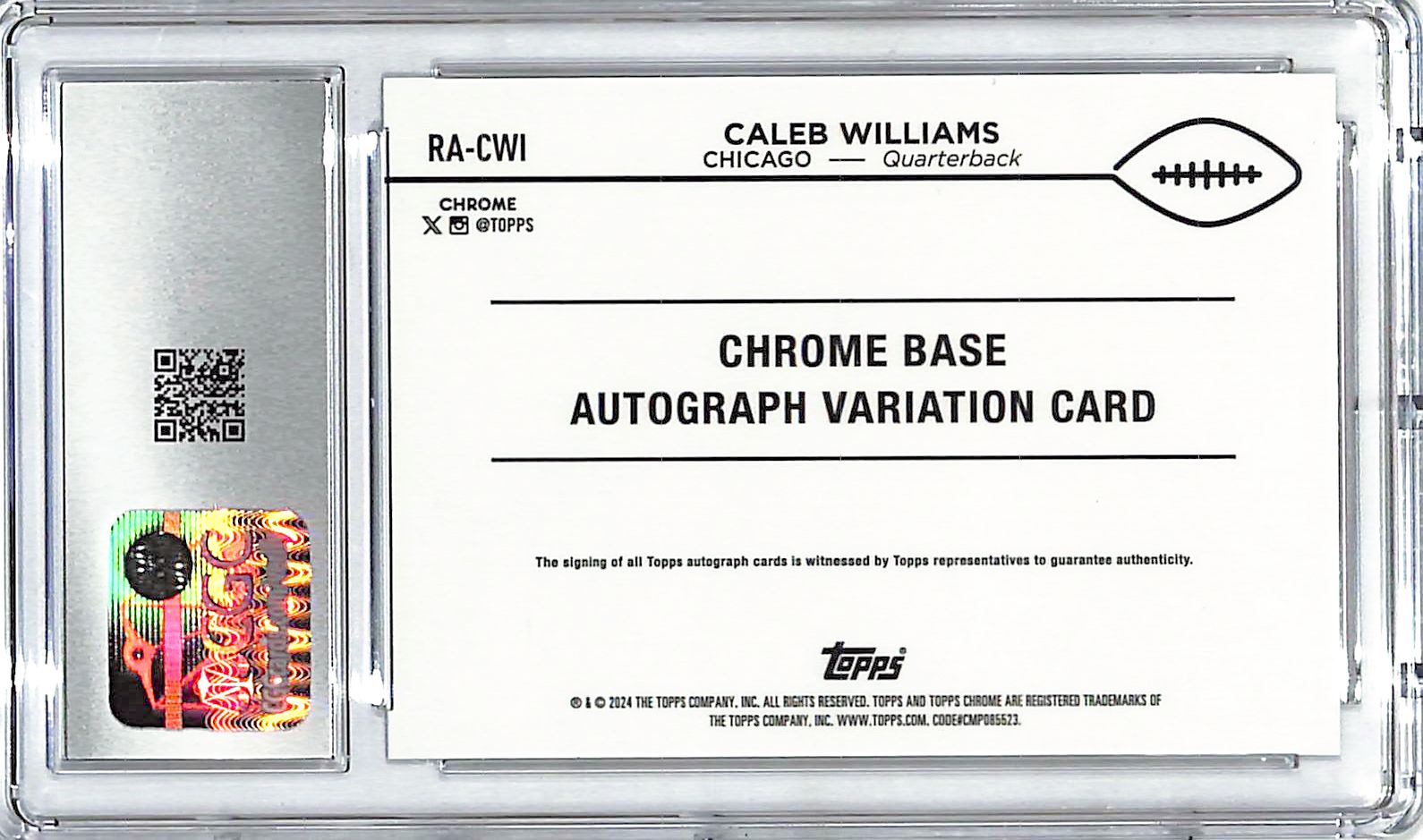 2024 Topps Chrome Caleb Williams Auto Autograph Rookie RC CGC 9.5 Bears