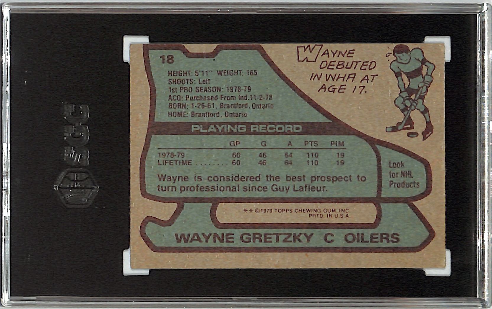 1979-80 Topps Wayne Gretzky Rookie RC #18 SGC 3 Oilers