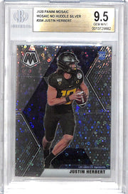 2020 Mosaic Justin Herbert Rookie RC No Huddle Silver Variation BGS 9.5 Chargers