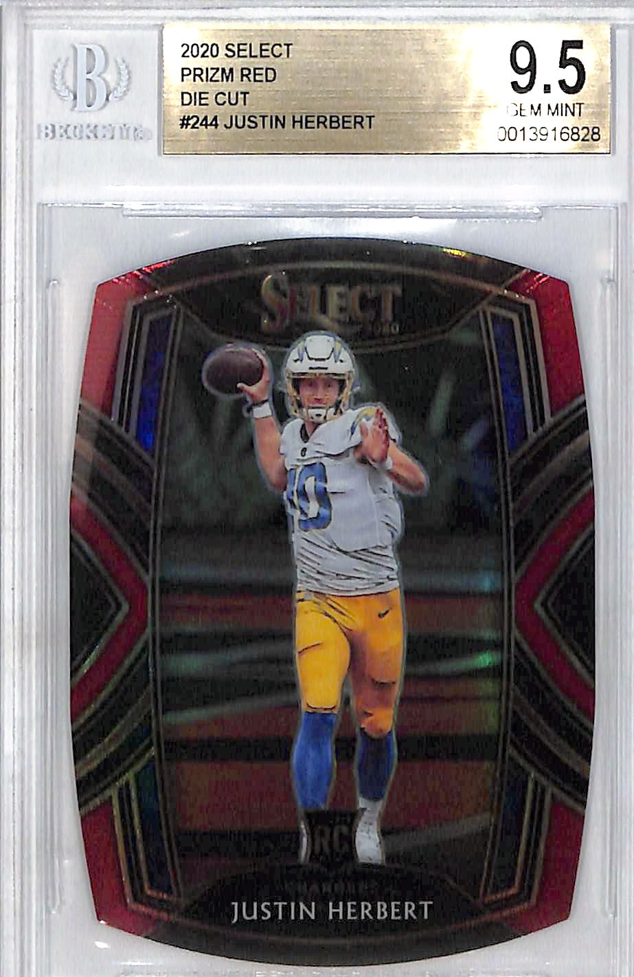 2020 Select Justin Herbert Rookie RC Red Die Cut #244 BGS 9.5 Chargers