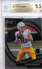 2020 Select Justin Herbert Rookie RC #344 BGS 9.5 Chargers