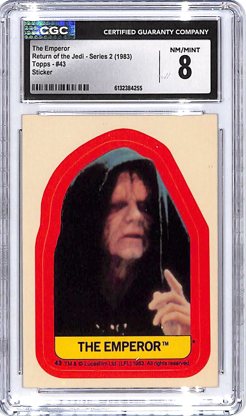 1983 Topps Star Wars Return of the Jedi Series 2 The Emperor Sticker #43 CGC 8