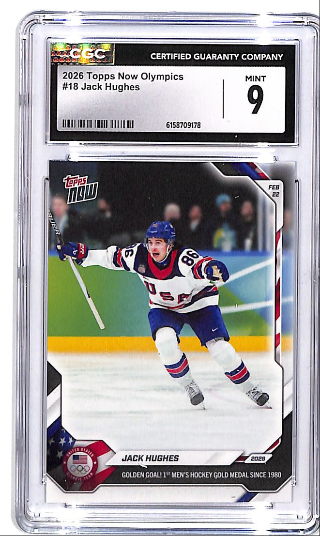 2026 Topps Now Olympics Jack Hughes #18 CGC 9 USA