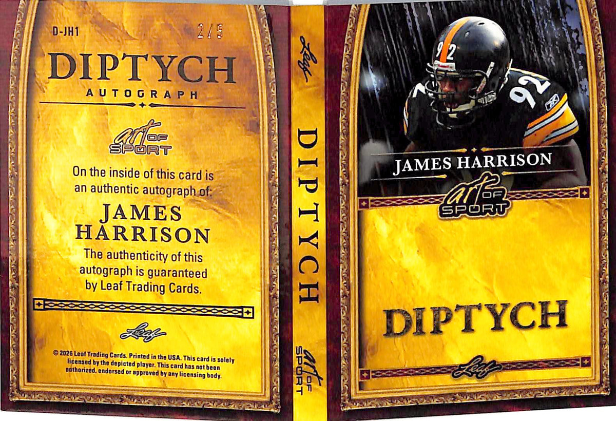 2026 Leaf Art of Sport James Harrison Auto Autograph Diptych /5 Steelers
