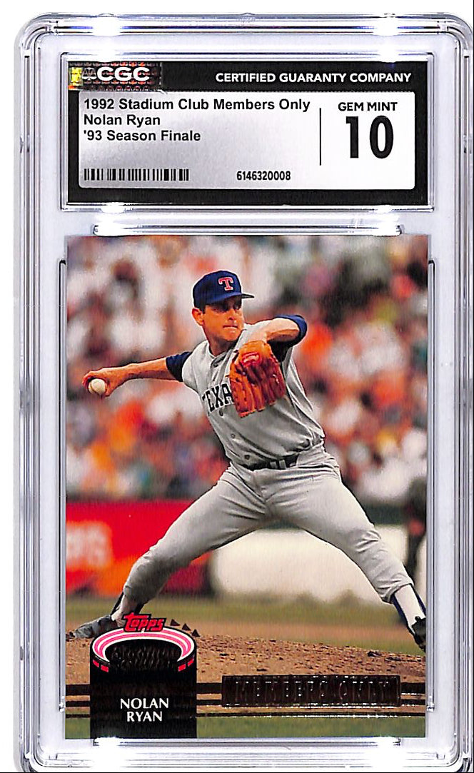 1992 Stadium Club Nolan Ryan Members Only Season Finals CGC 10 Rangers