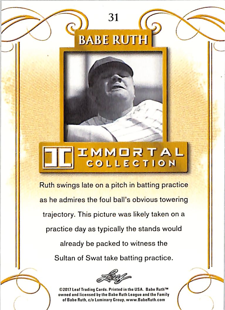 2017 Leaf Babe Ruth Immortal Collection 1/1 Purple