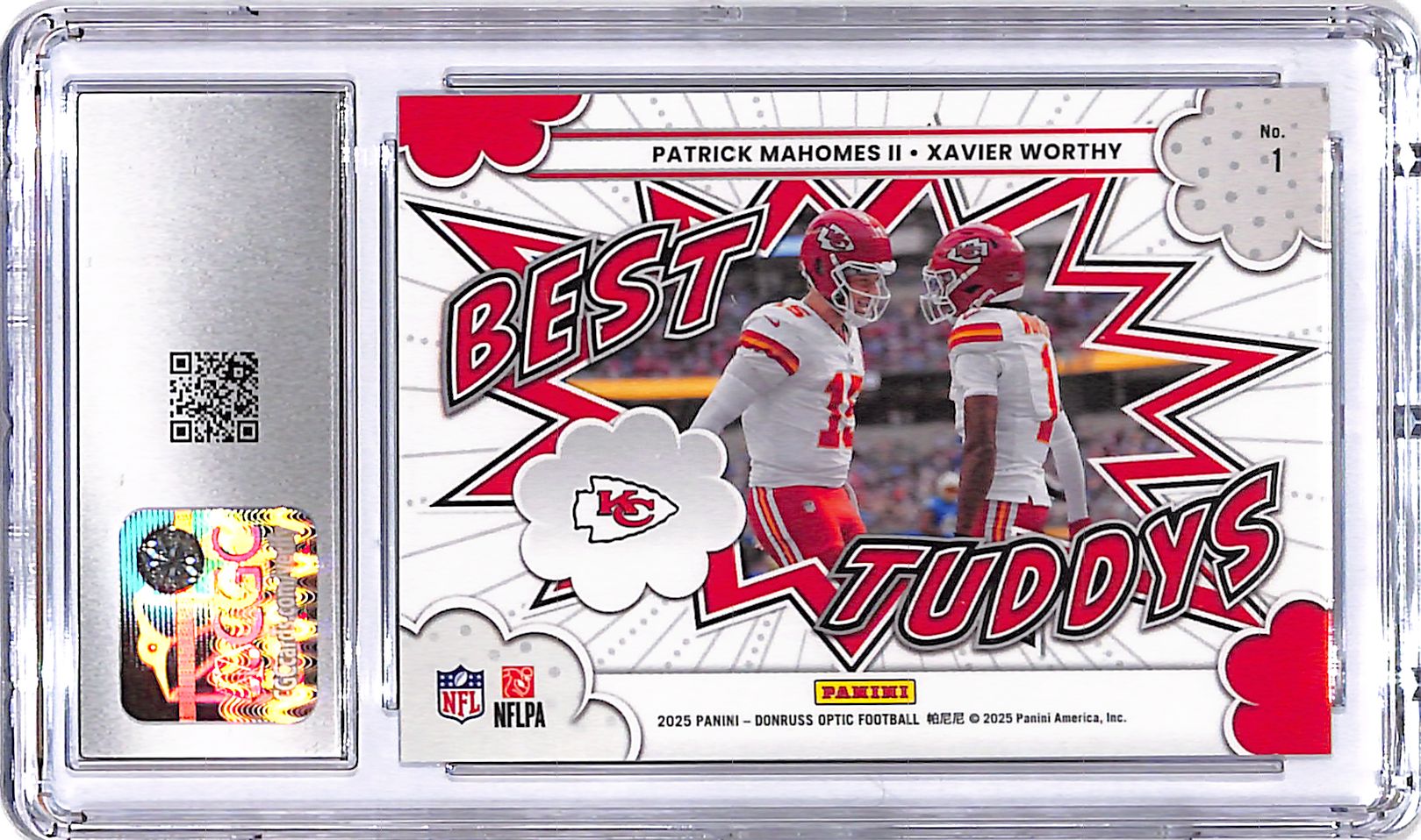 2025 Donruss Optic Patrick Mahomes Xavier Worthy Best Tuddys CGC 10 Chiefs