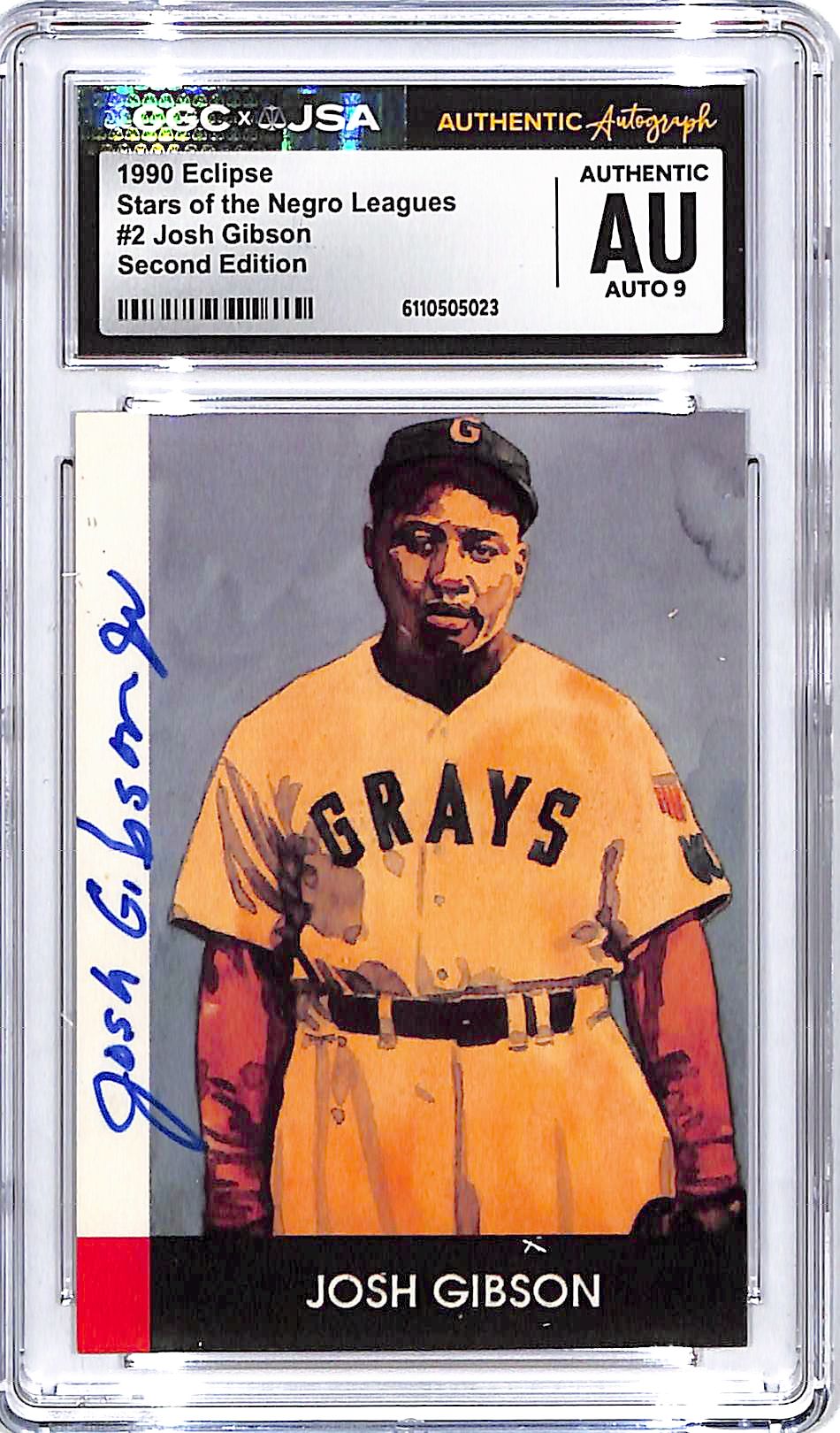 1990 Eclipse Stars of the Negro League Josh Gibson Jr Second Edition Auto Autograph CGC Authentic