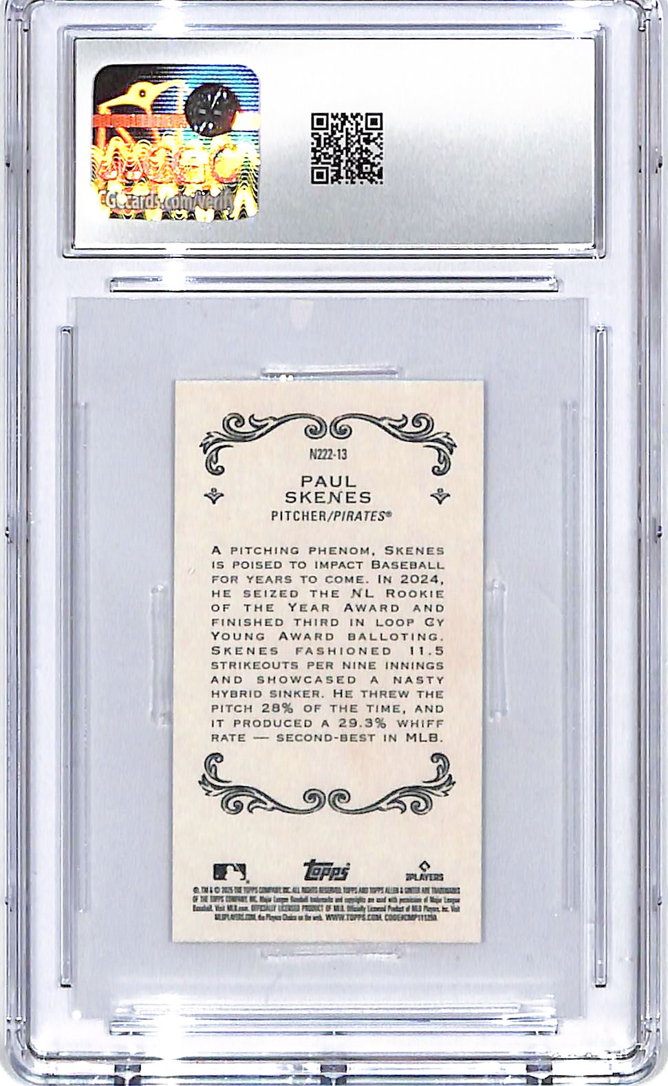 2025 Topps Allen and Ginter Paul Skenes N222 Mini CGC 9.5 Pirates