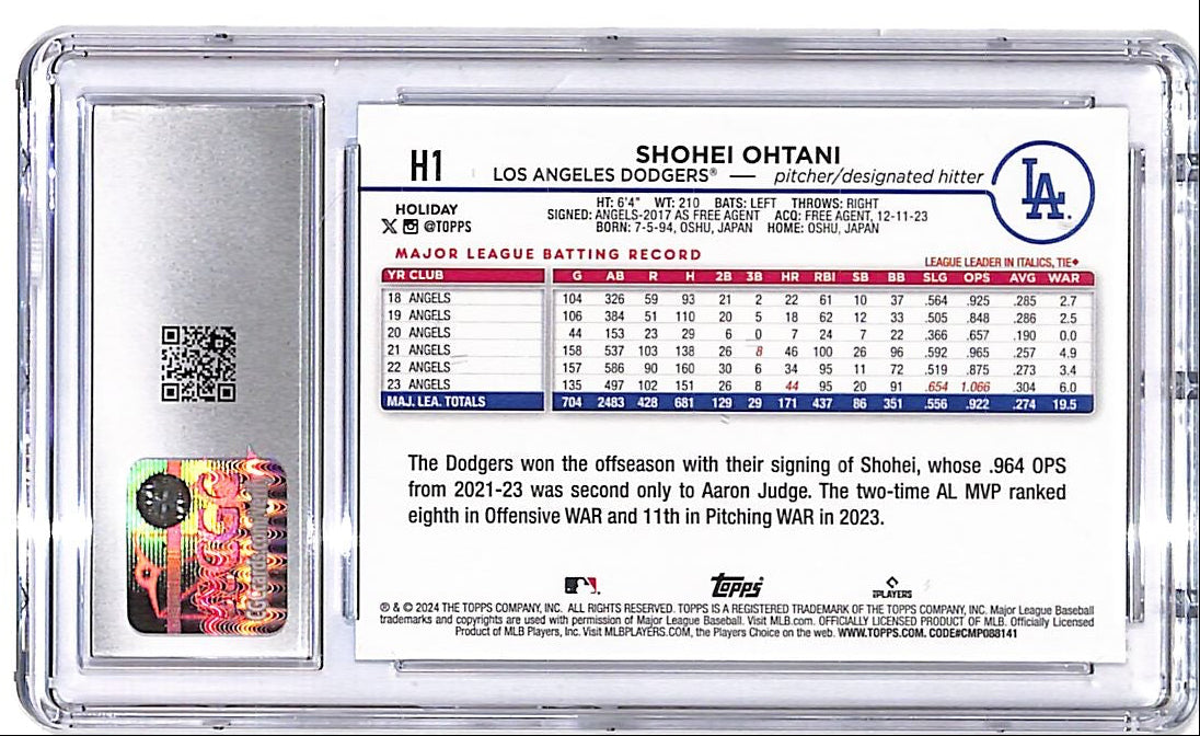 2024 Topps Holiday Shohei Ohtani #H1 CGC 10 Dodgers