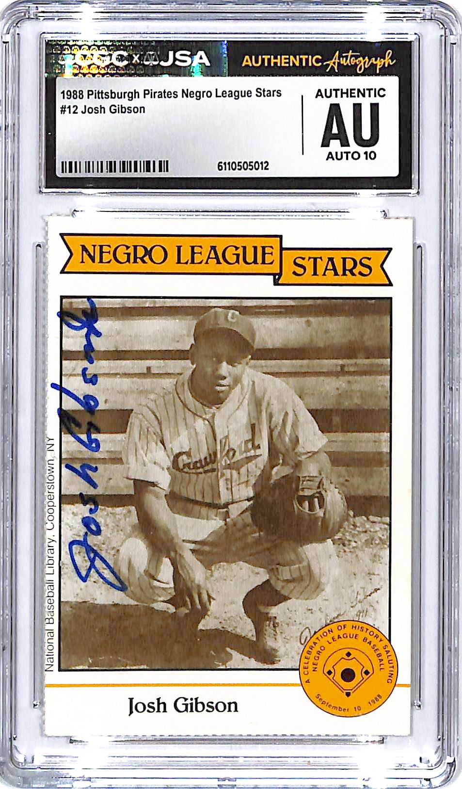 1988 Pittsburgh Pirates Negro League Stars Josh Gibson Jr Auto Autograph CGC Authentic