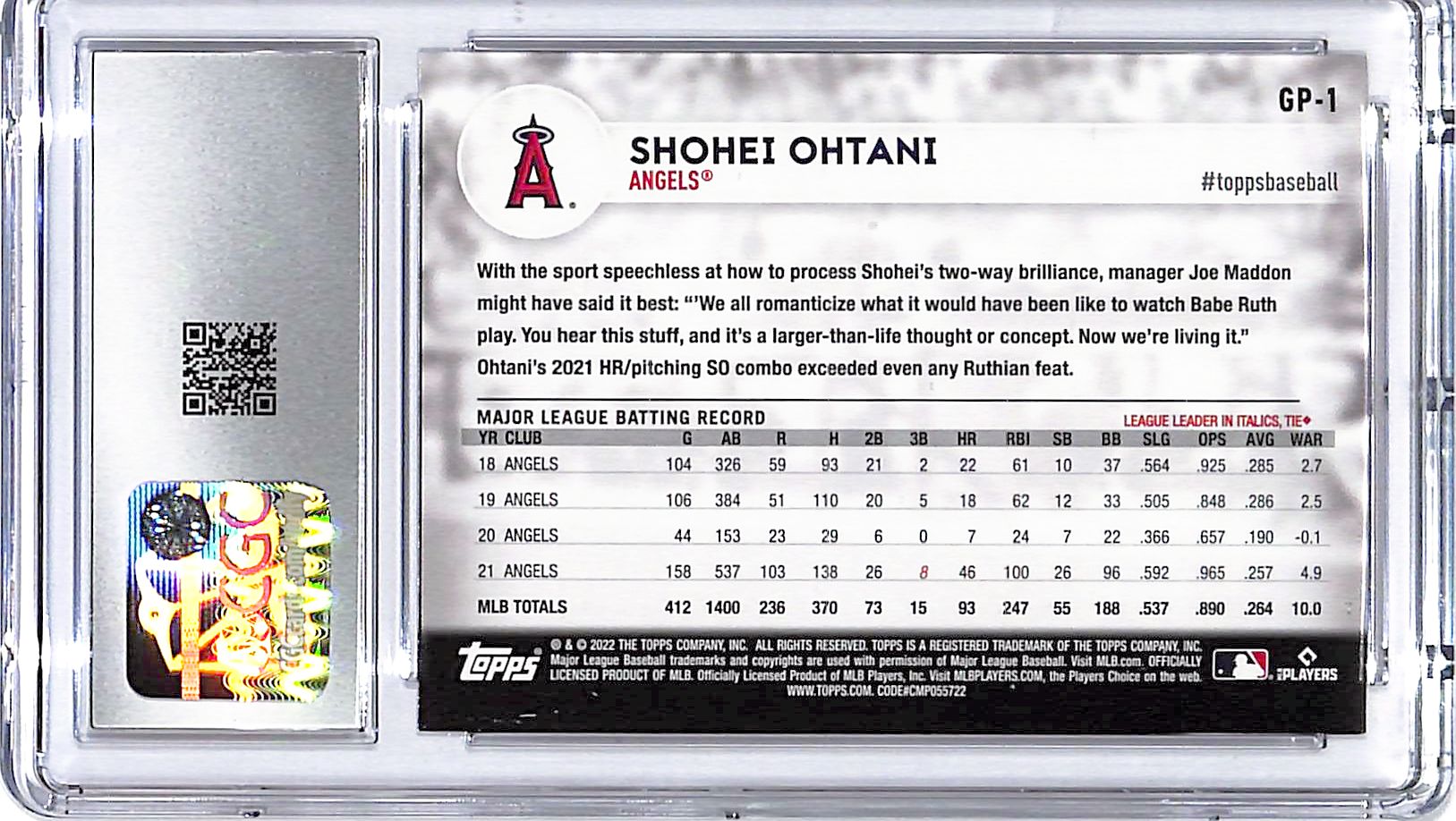 2022 Topps International Trading Card Day Shohei Ohtani CGC 10 Angels