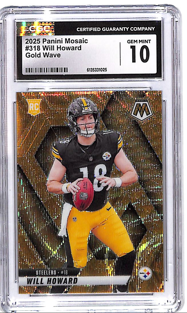 2025 Mosaic Will Howard Gold Wave Rookie RC /10 CGC 10 Steelers