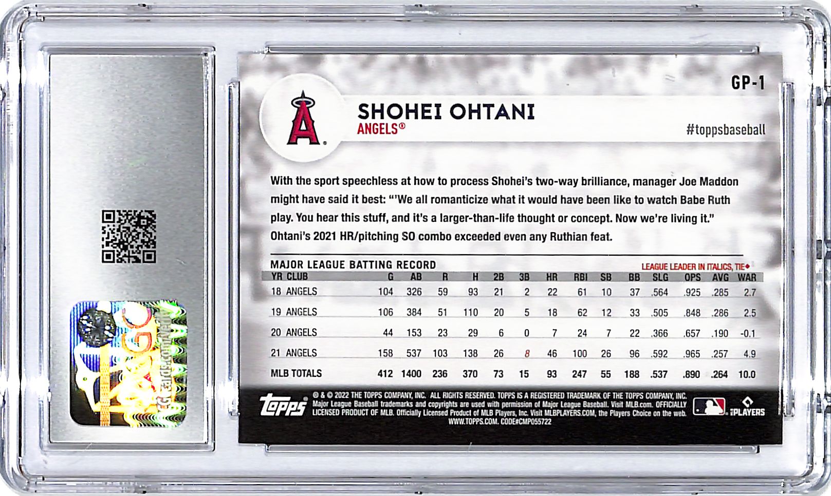 2022 Topps International Trading Card Day Shohei Ohtani CGC 10 Angels