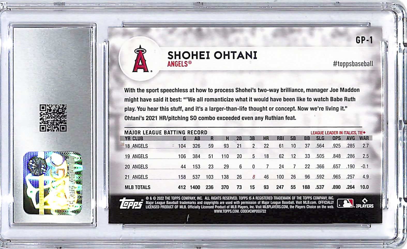 2022 Topps International Trading Card Day Shohei Ohtani CGC 10 Angels