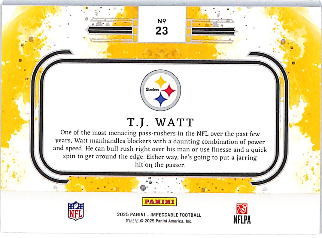 2025 Impeccable TJ Watt Silver Bar /24 Steelers