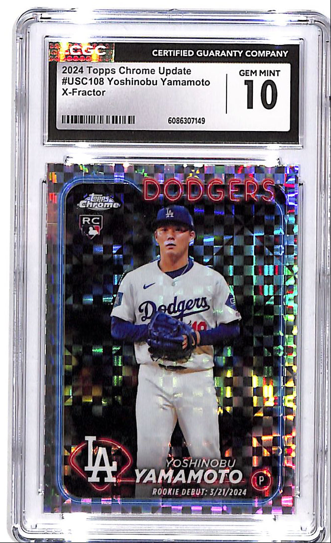 2024 Topps Chrome Update Yoshinobu Yamamoto Rookie RC Xfractor CGC 10 Dodgers