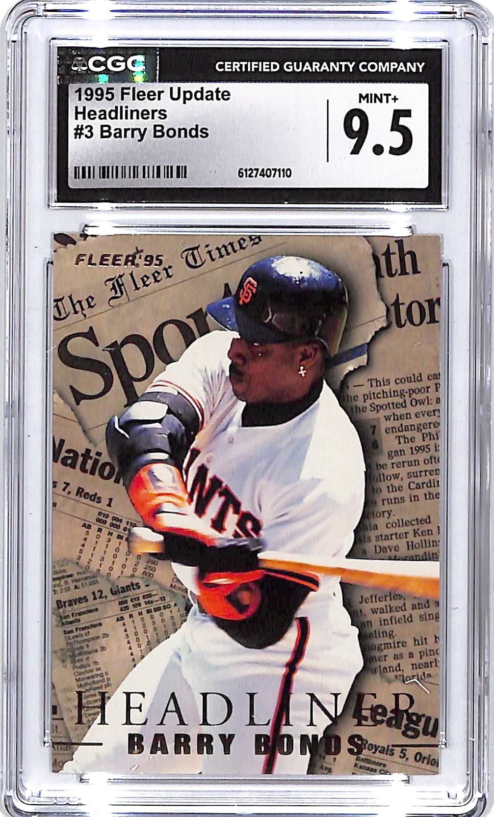 1995 Fleer Update Barry Bonds Headliners #3 CGC 9.5 Giants