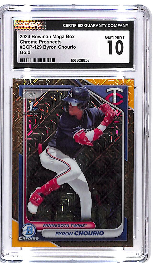 2024 Bowman Chrome Byron Chourio Mega Box Mojo Gold Refractor /50 CGC 10 Twins