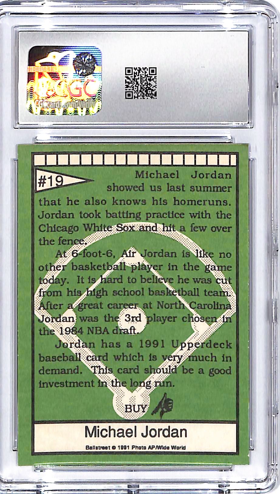 1991 Ballstreet Michael Jordan #19 CGC 8 White Sox