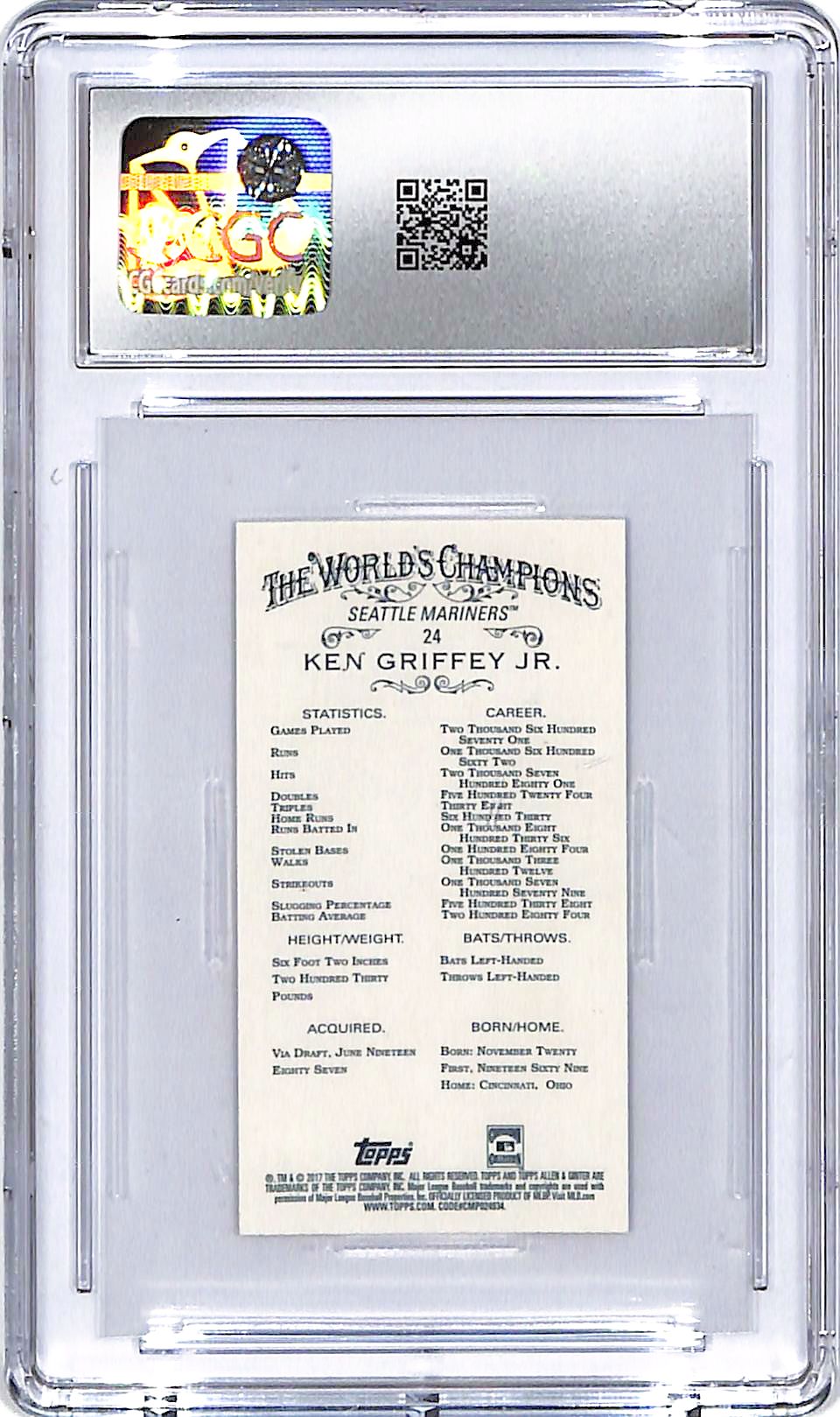 2017 Topps Allen and Ginter Ken Griffey Jr Mini #24 CGC 9.5 Mariners