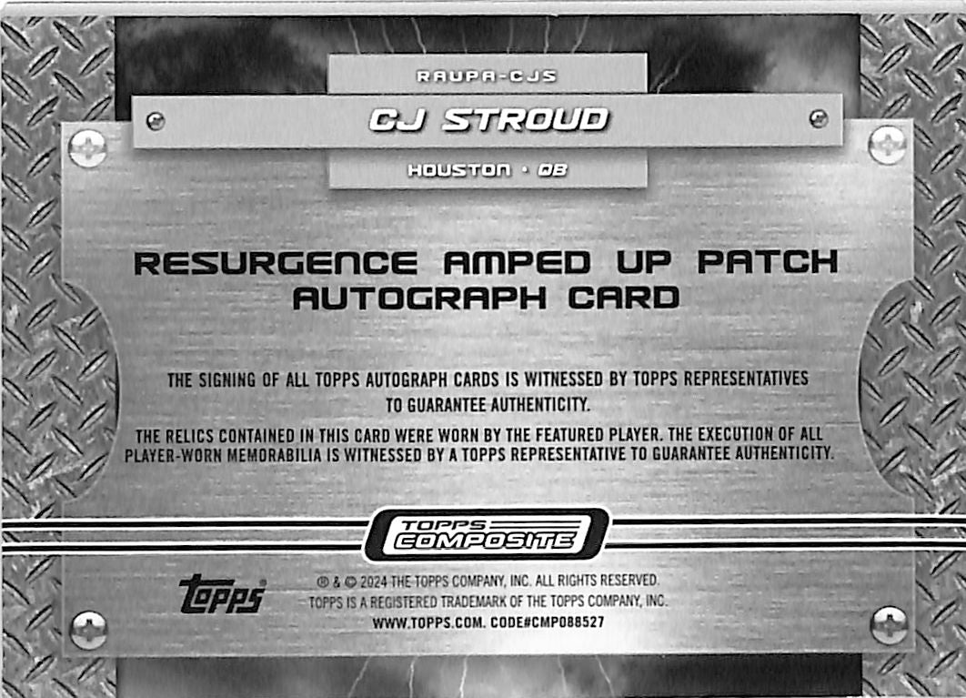 2023 Topps Composite CJ Stroud Resurgence Auto Autograph Rookie RC Patch Jersey /99
