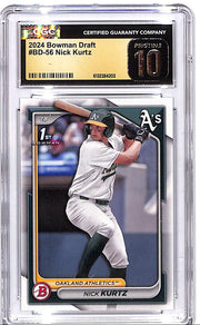 2024 Bowman Draft Nick Kurtz Rookie RC CGC 10 Pristine Athletics