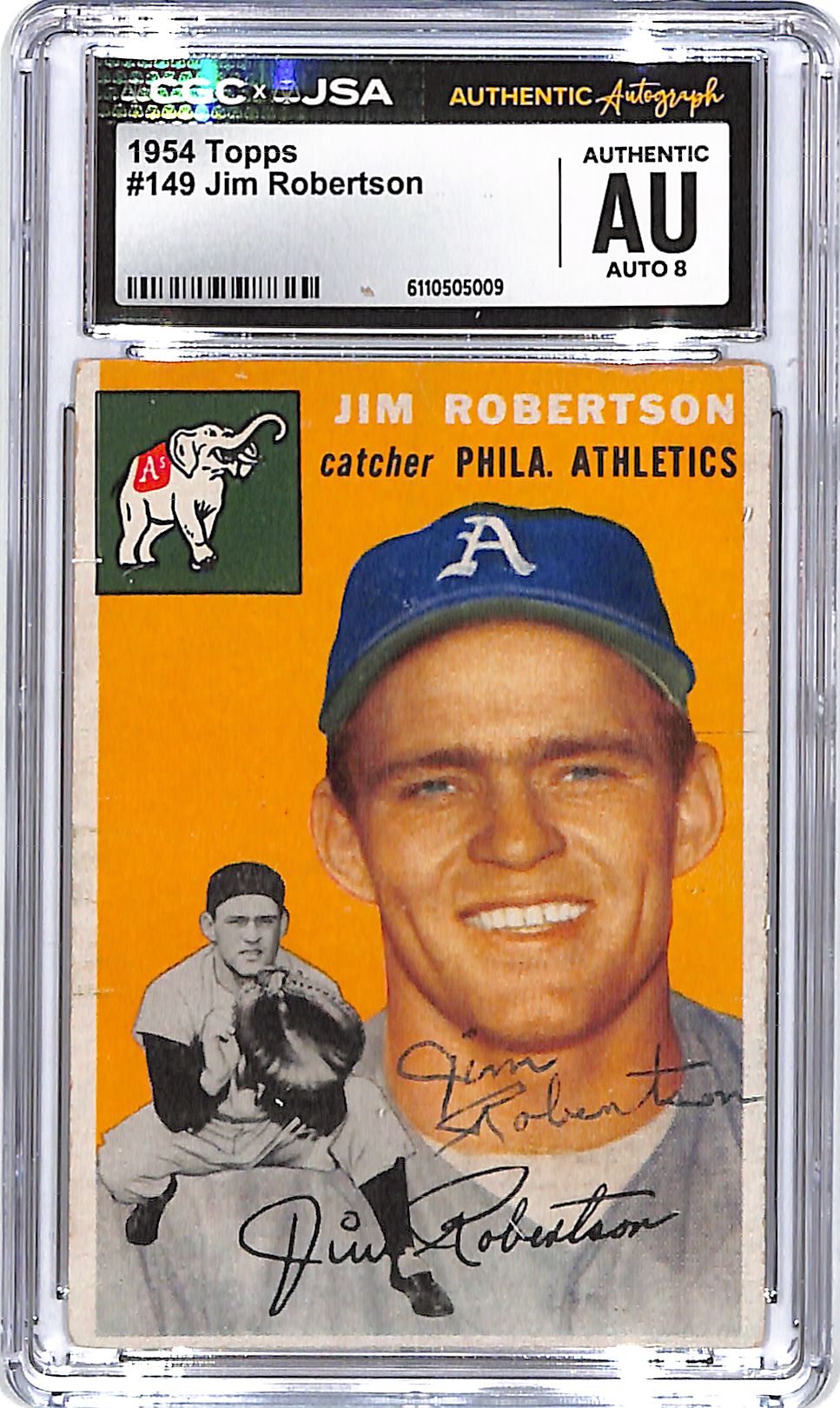 1954 Topps Jim Robertson Auto Autograph #149 CGC Authentic