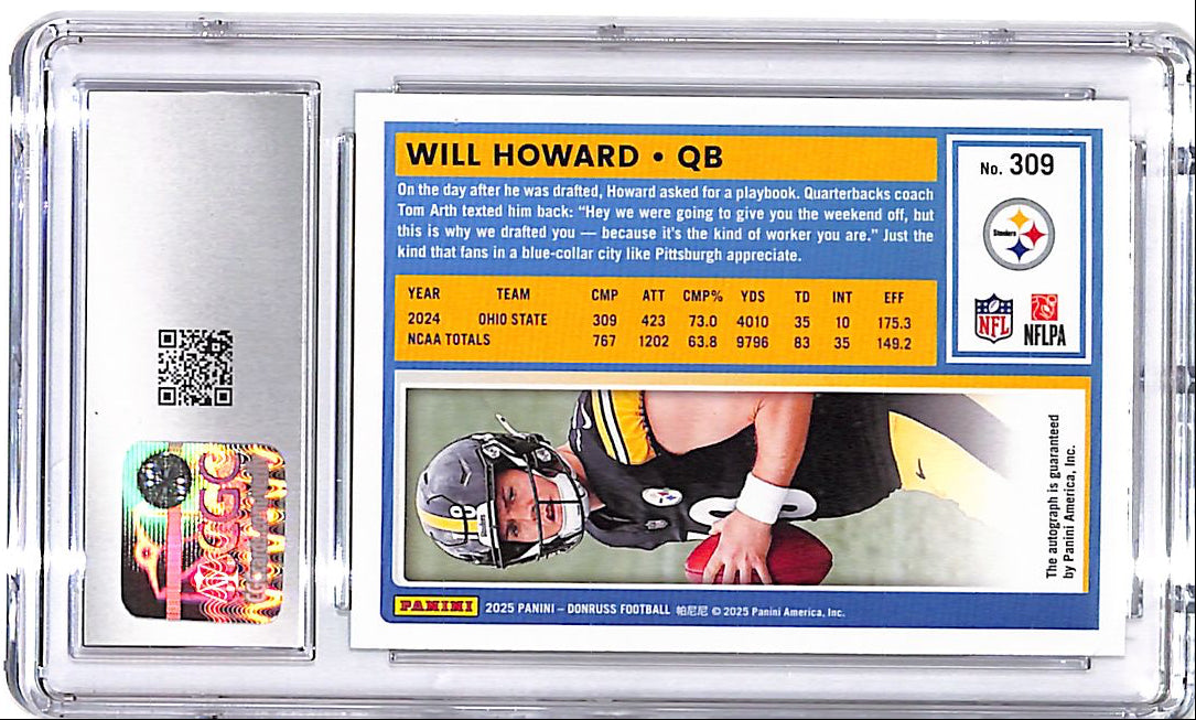 2025 Donruss Will Howard Auto Autograph Rated Rookie Green CGC 9 Steelers
