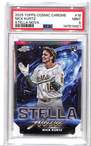 2025 Topps Chrome Cosmic Nick Kurtz Stella Nova Rookie RC PSA 9 Athletics