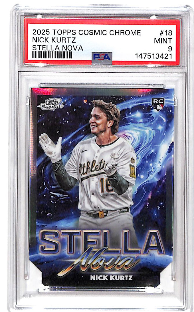 2025 Topps Chrome Cosmic Nick Kurtz Stella Nova Rookie RC PSA 9 Athletics