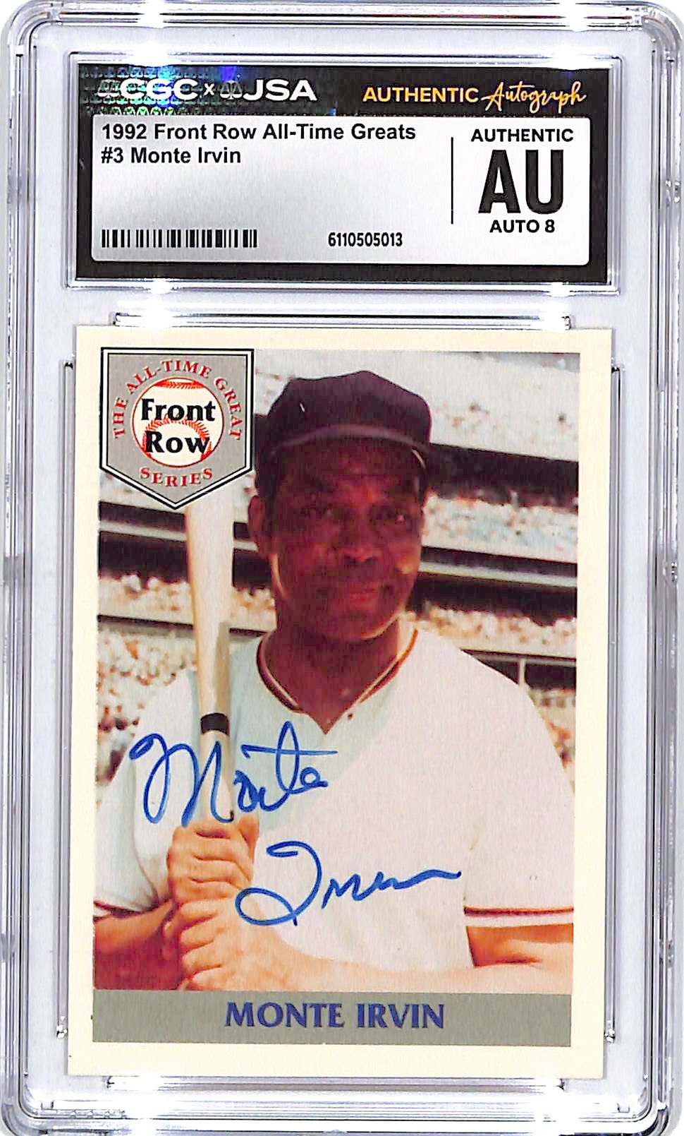 1992 Front Row All Time Greats Monte Irvin Auto Autograph CGC Authentic